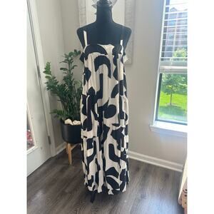 Anthropologie Abel The Label Diego Black Cream Smock Dress Sz. XS